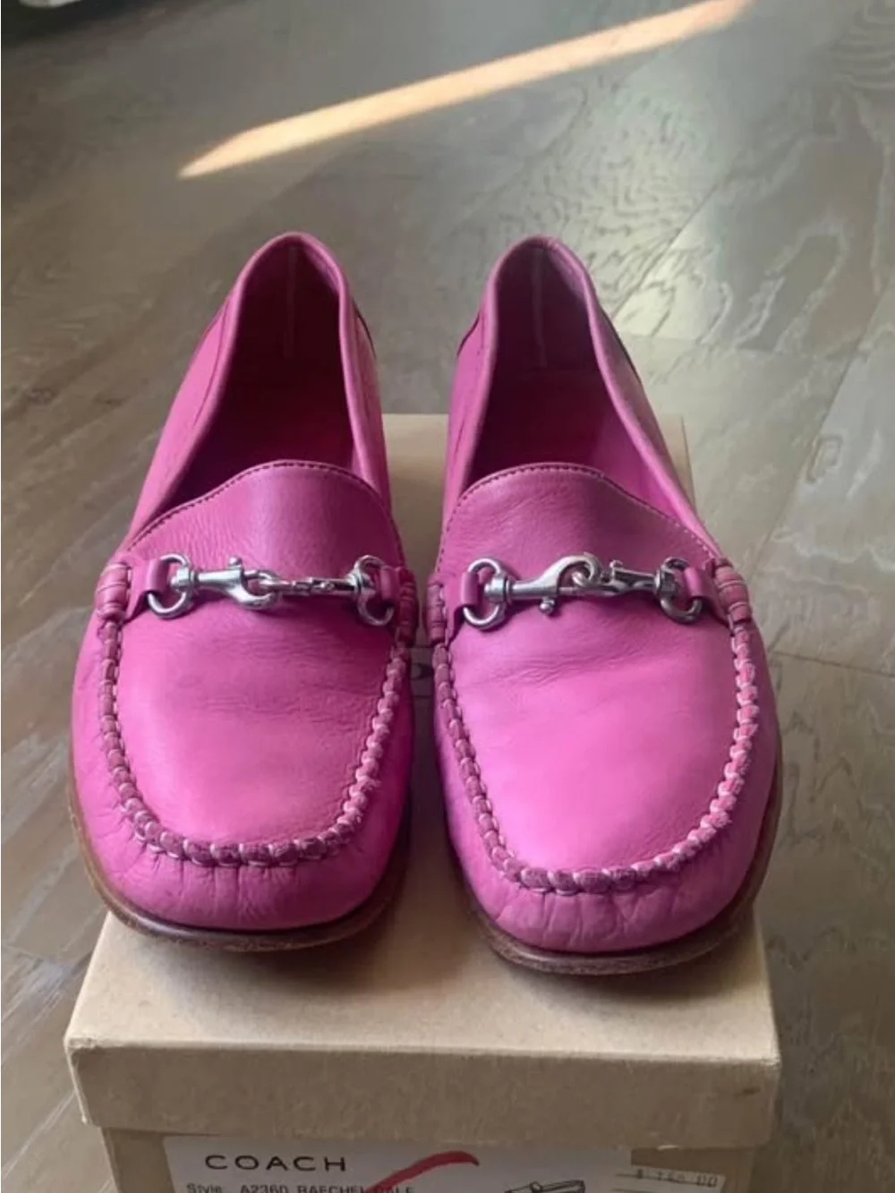 Coach Pink Leather Horsebit Loafers